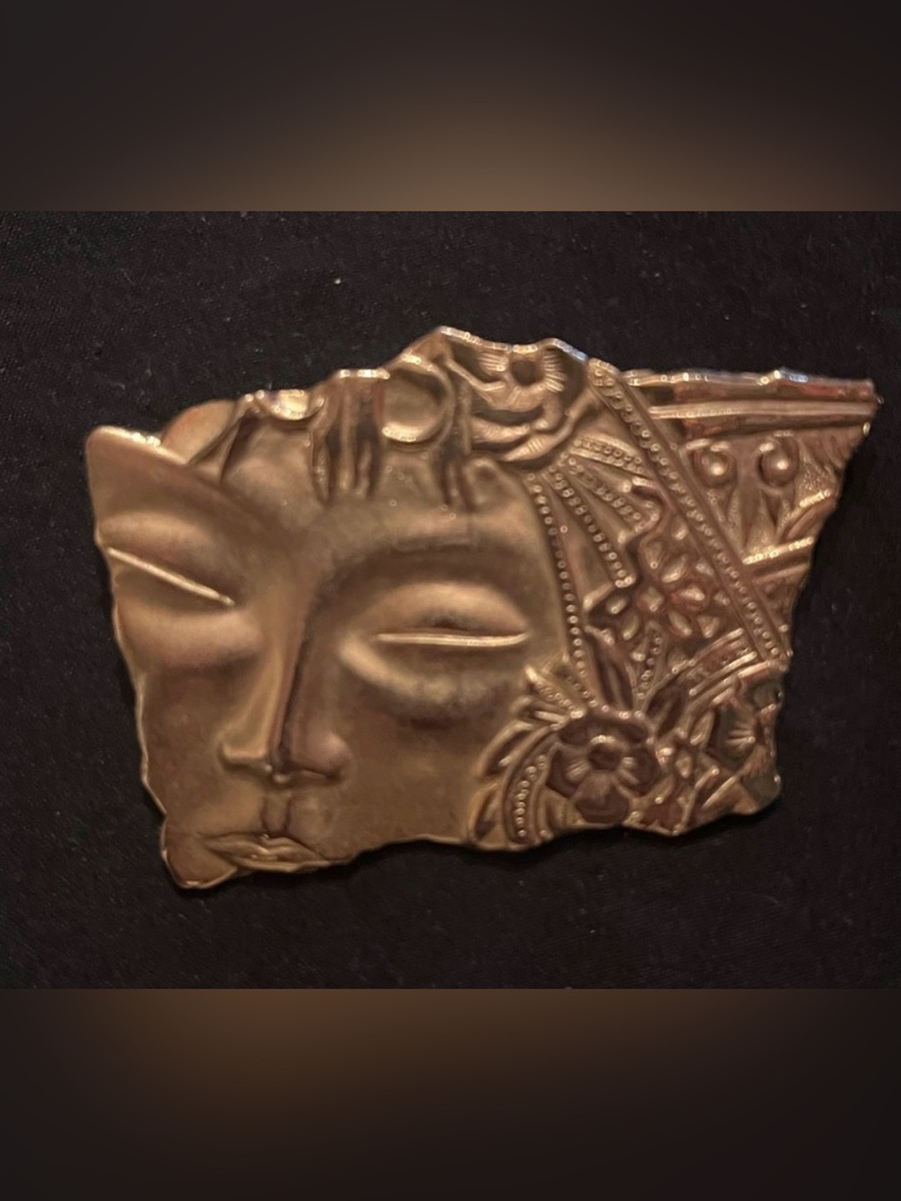 Vintage Gold Tone Abstract Face Brooch JJ Jonette